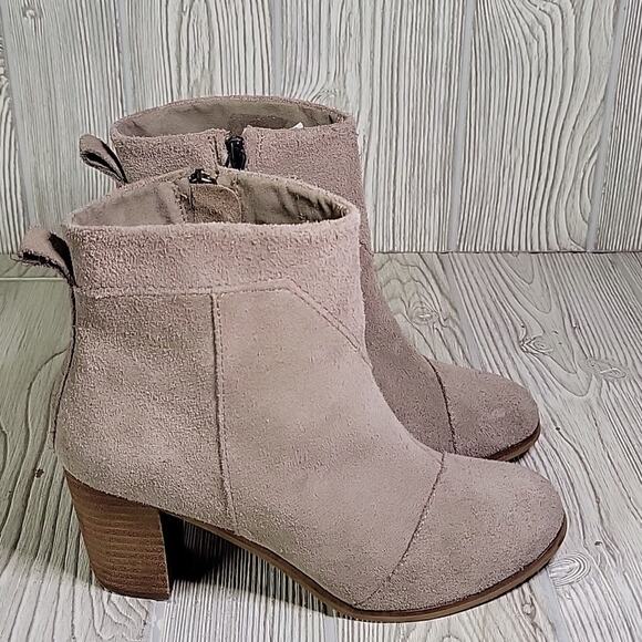 Toms Taupe Leather Ankle Boots Womens Size 7 - Picture 2 of 14